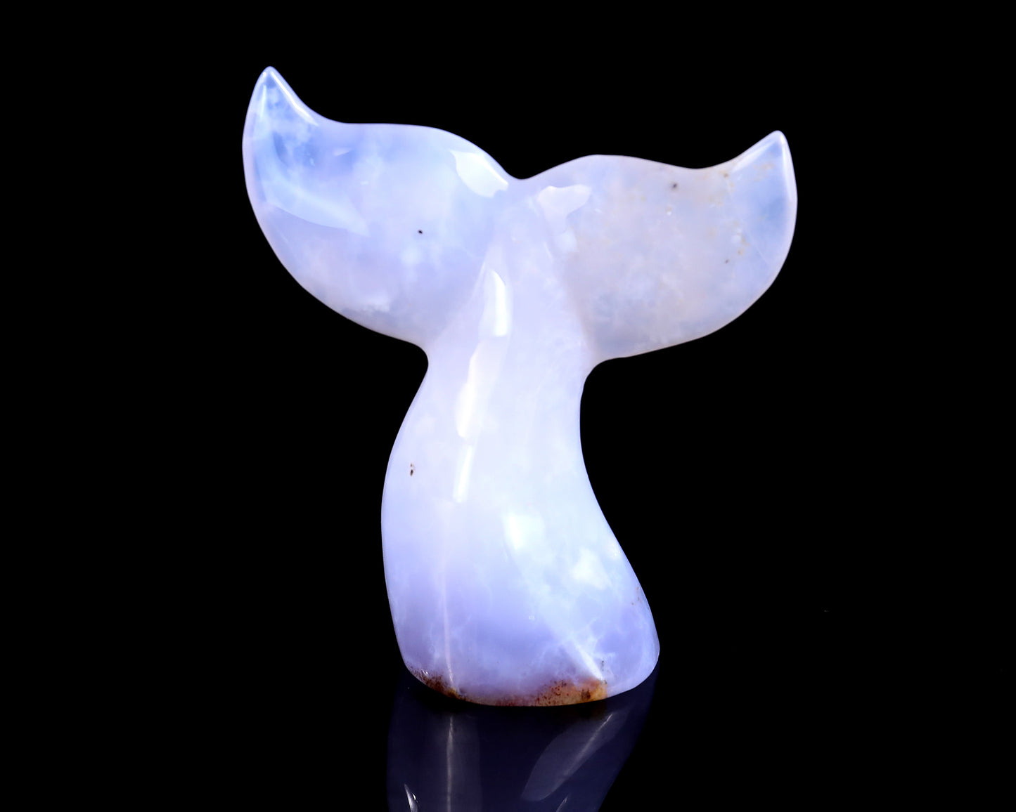 4.2" Blue Chalcedony Hand Carved Crystal Whale Tail Sculpture