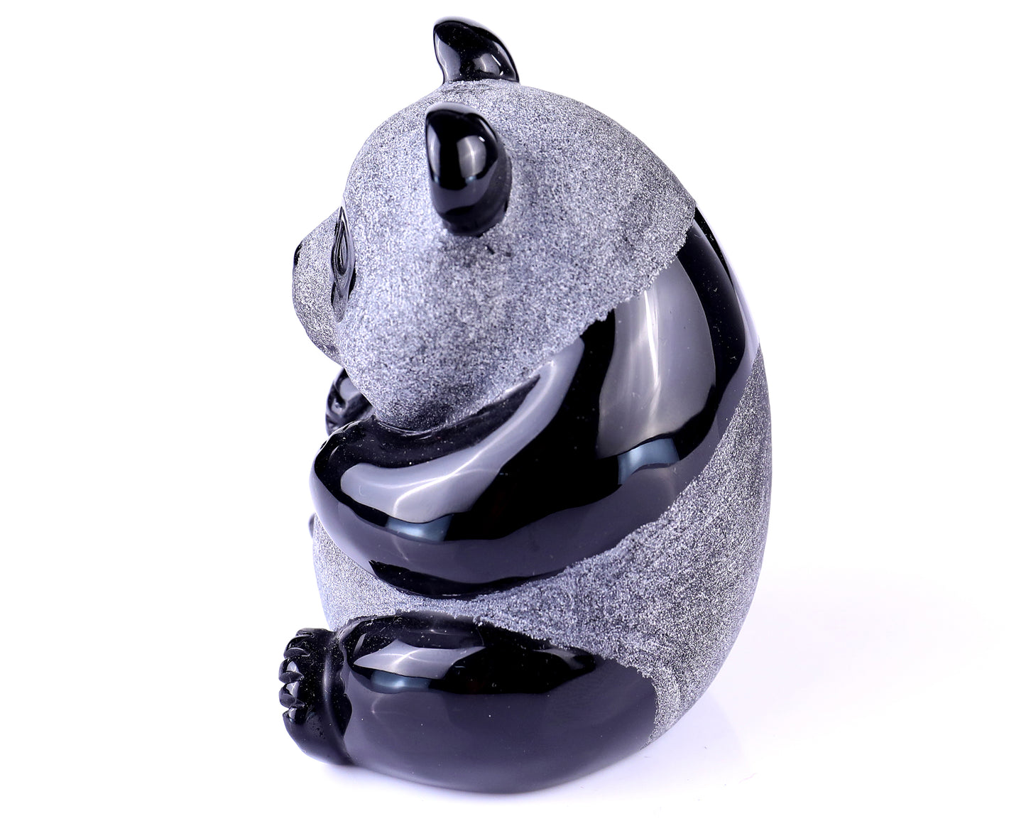 3.3" Black Obsidian Hand Carved Crystal Panda Sculpture