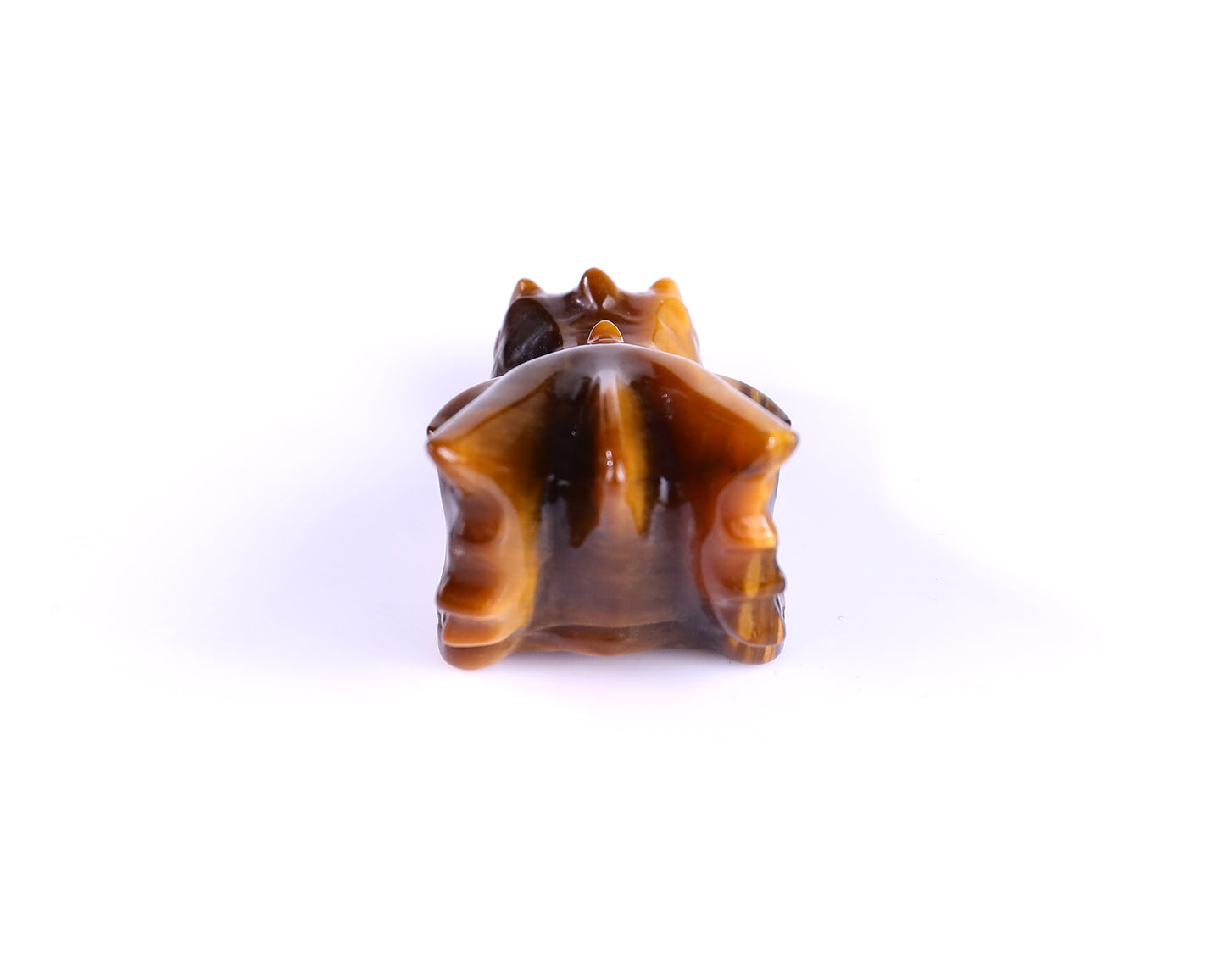 1.7" Tiger Iron Eye Hand Carved Crystal Dragon Skull Sculpture