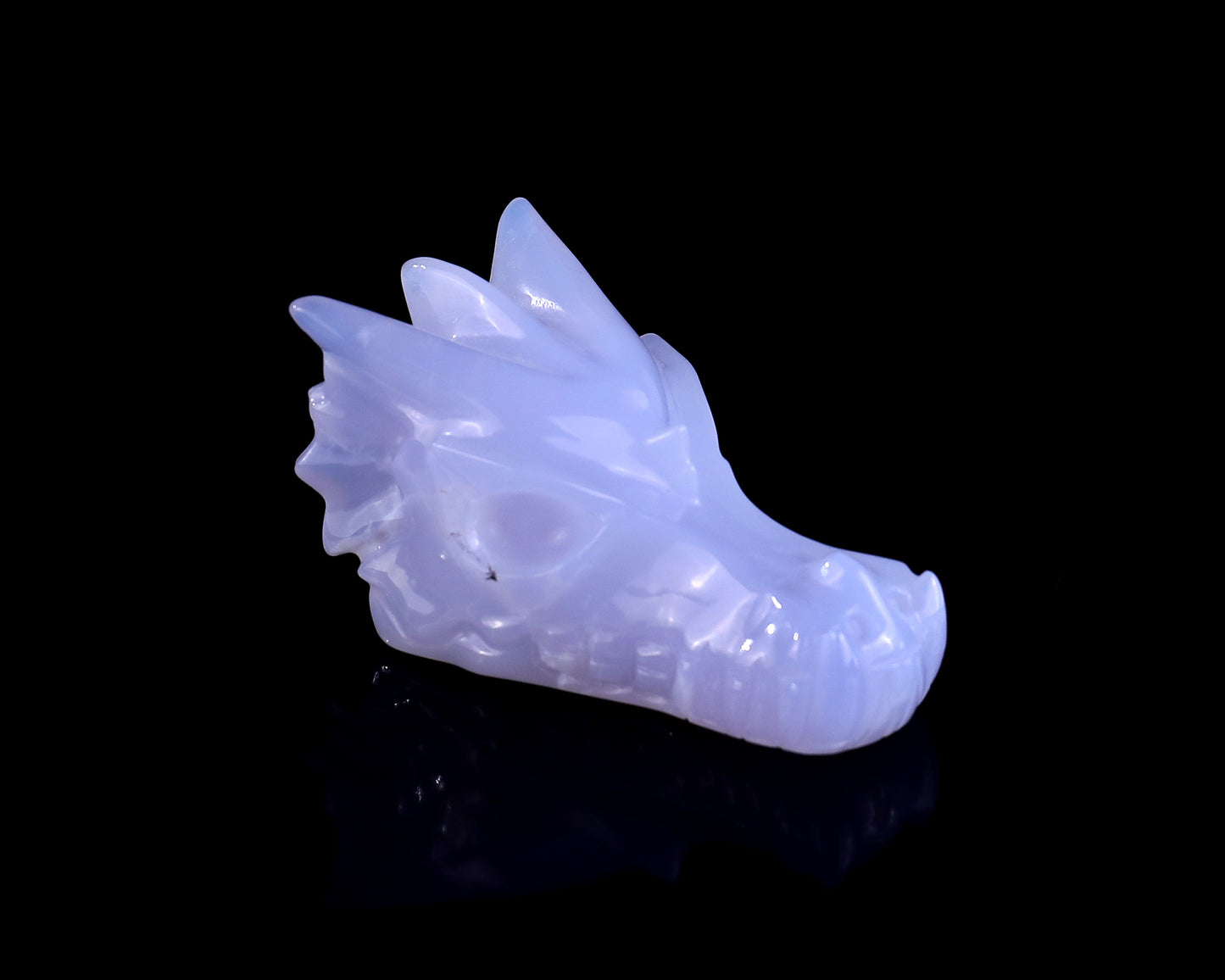 3.1" Blue Chalcedony Hand Carved Crystal Dragon Skull Sculpture