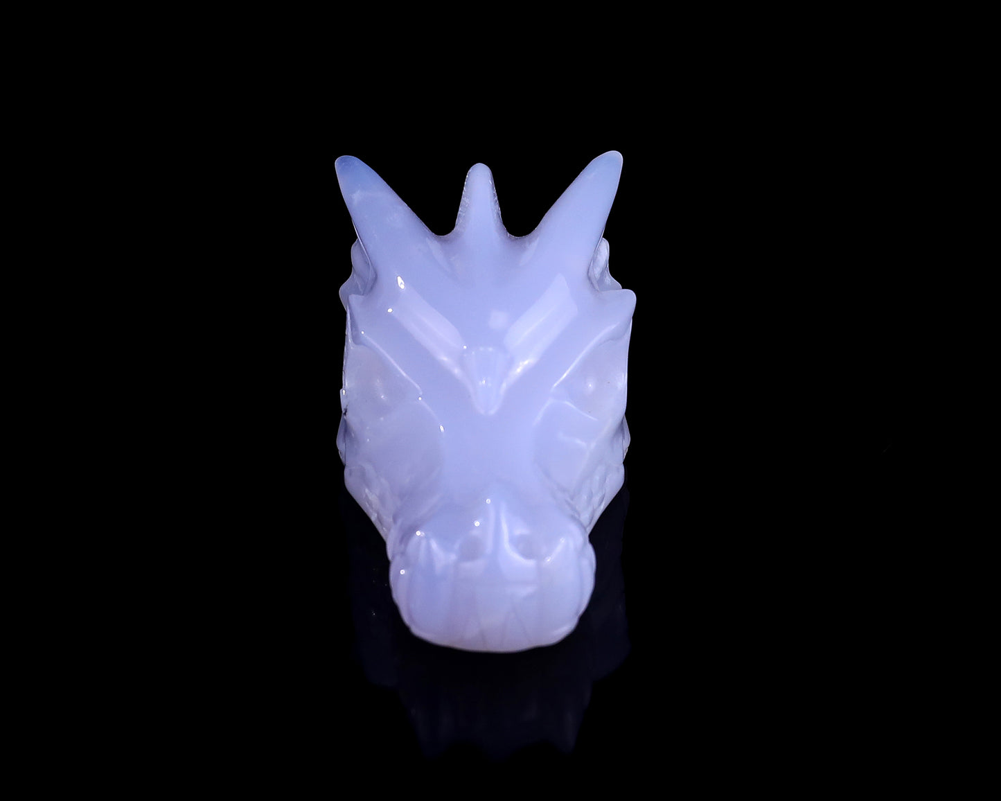 3.1" Blue Chalcedony Hand Carved Crystal Dragon Skull Sculpture