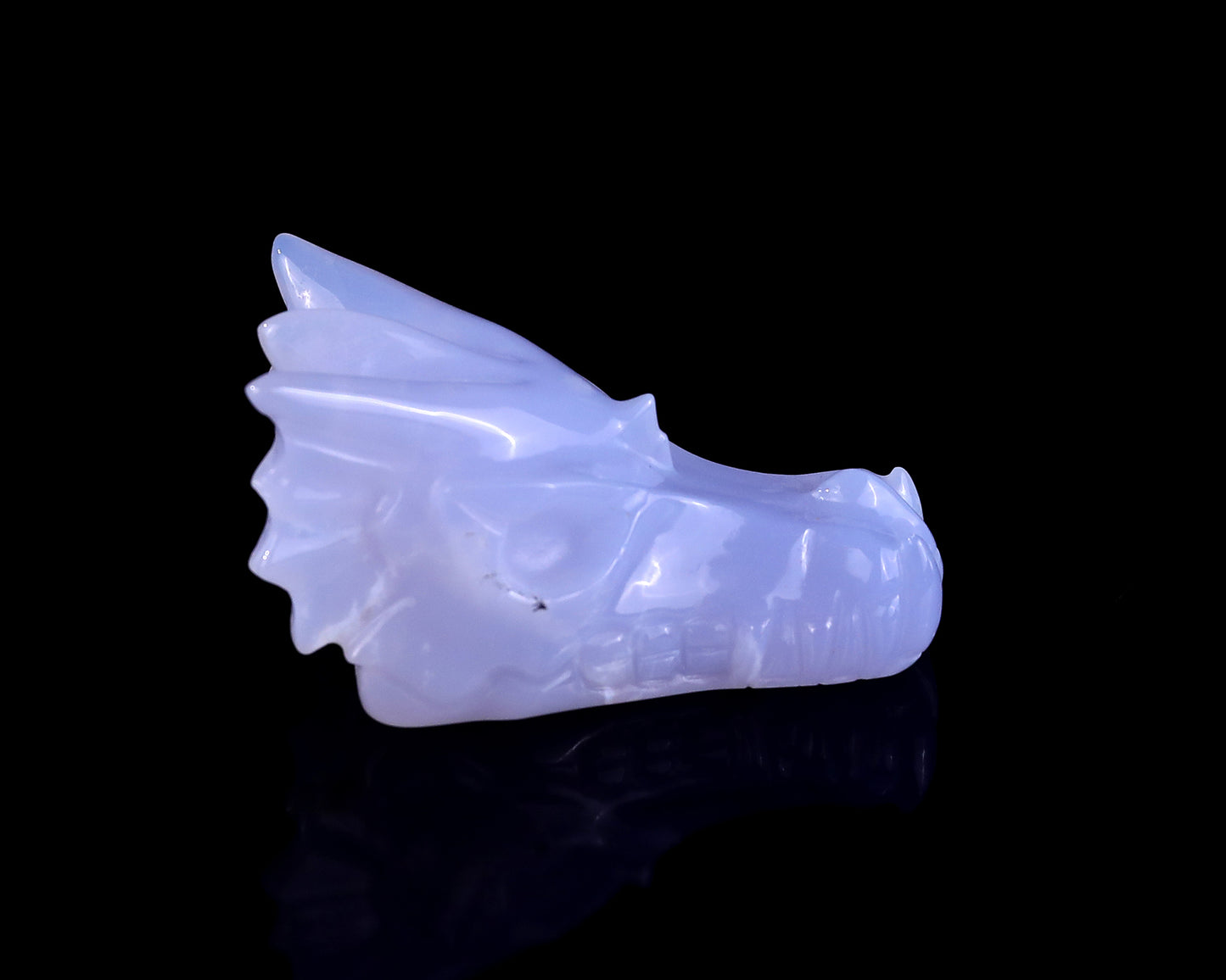 3.1" Blue Chalcedony Hand Carved Crystal Dragon Skull Sculpture