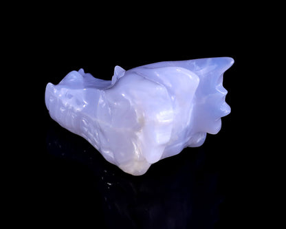 3.1" Blue Chalcedony Hand Carved Crystal Dragon Skull Sculpture