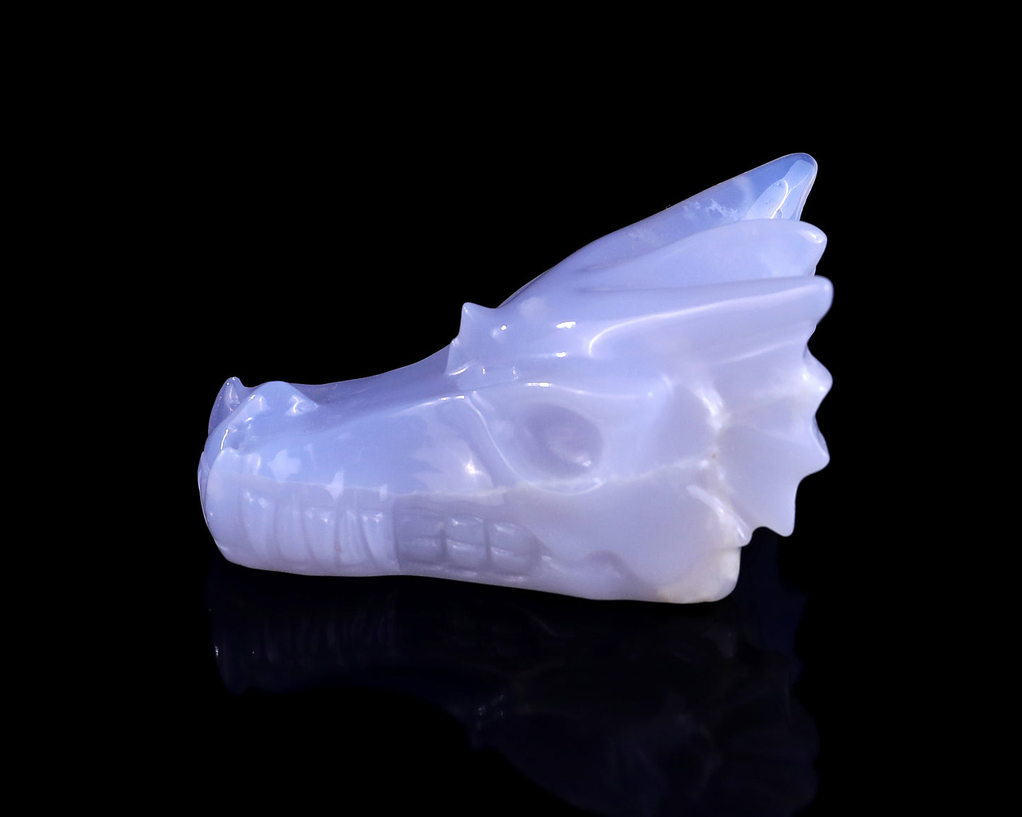 3.1" Blue Chalcedony Hand Carved Crystal Dragon Skull Sculpture