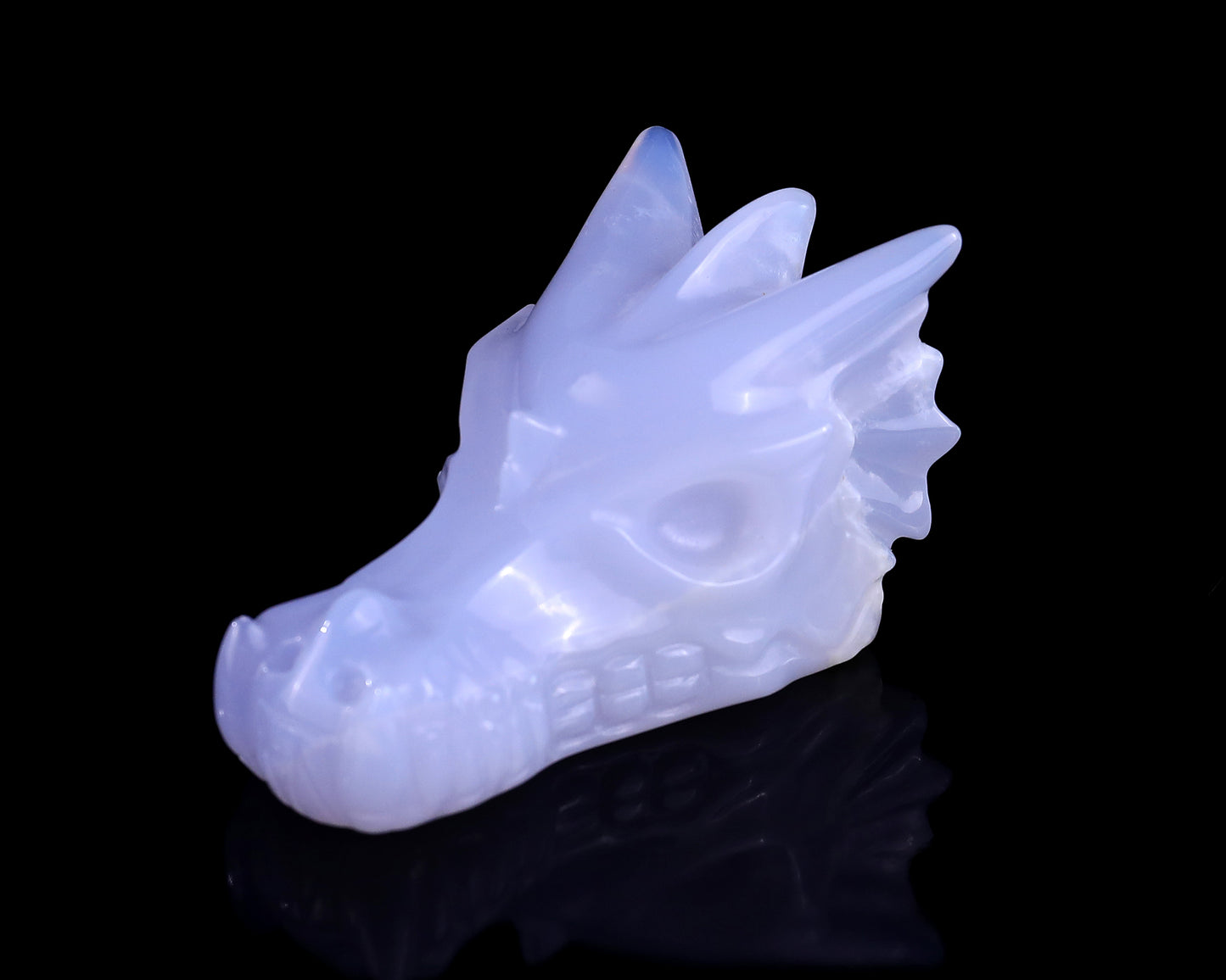 3.1" Blue Chalcedony Hand Carved Crystal Dragon Skull Sculpture