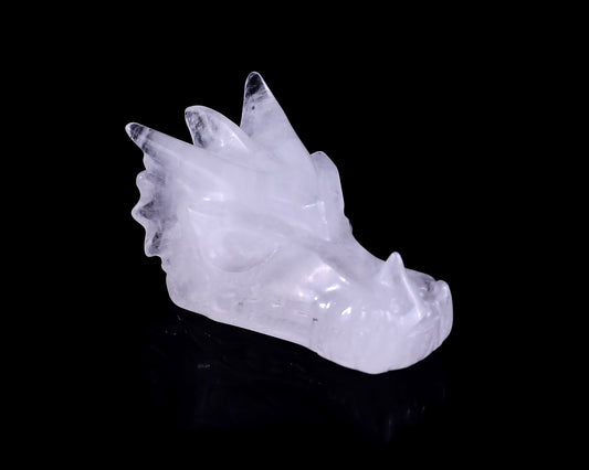 3.1" Angolan Quartz Hand Carved Crystal Dragon Skull Sculpture