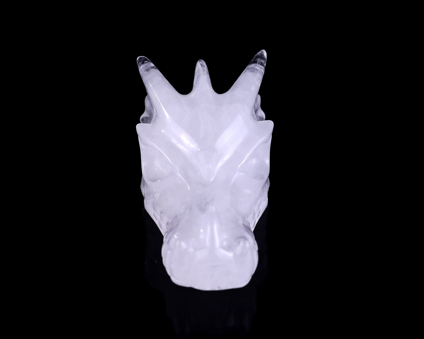 3.1" Angolan Quartz Hand Carved Crystal Dragon Skull Sculpture