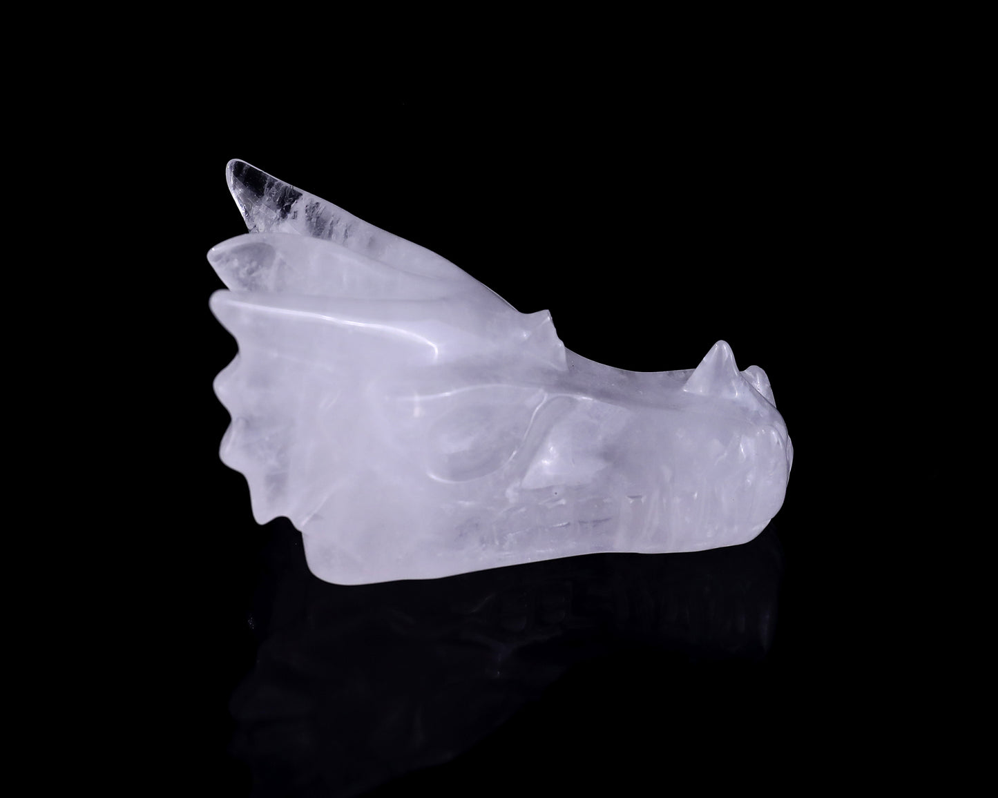 3.1" Angolan Quartz Hand Carved Crystal Dragon Skull Sculpture