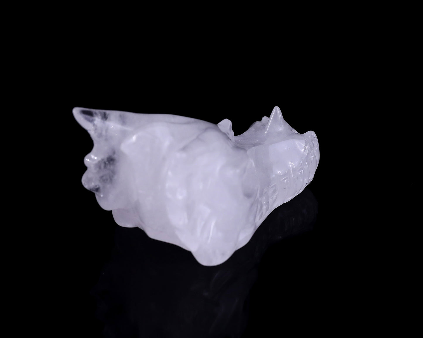 3.1" Angolan Quartz Hand Carved Crystal Dragon Skull Sculpture