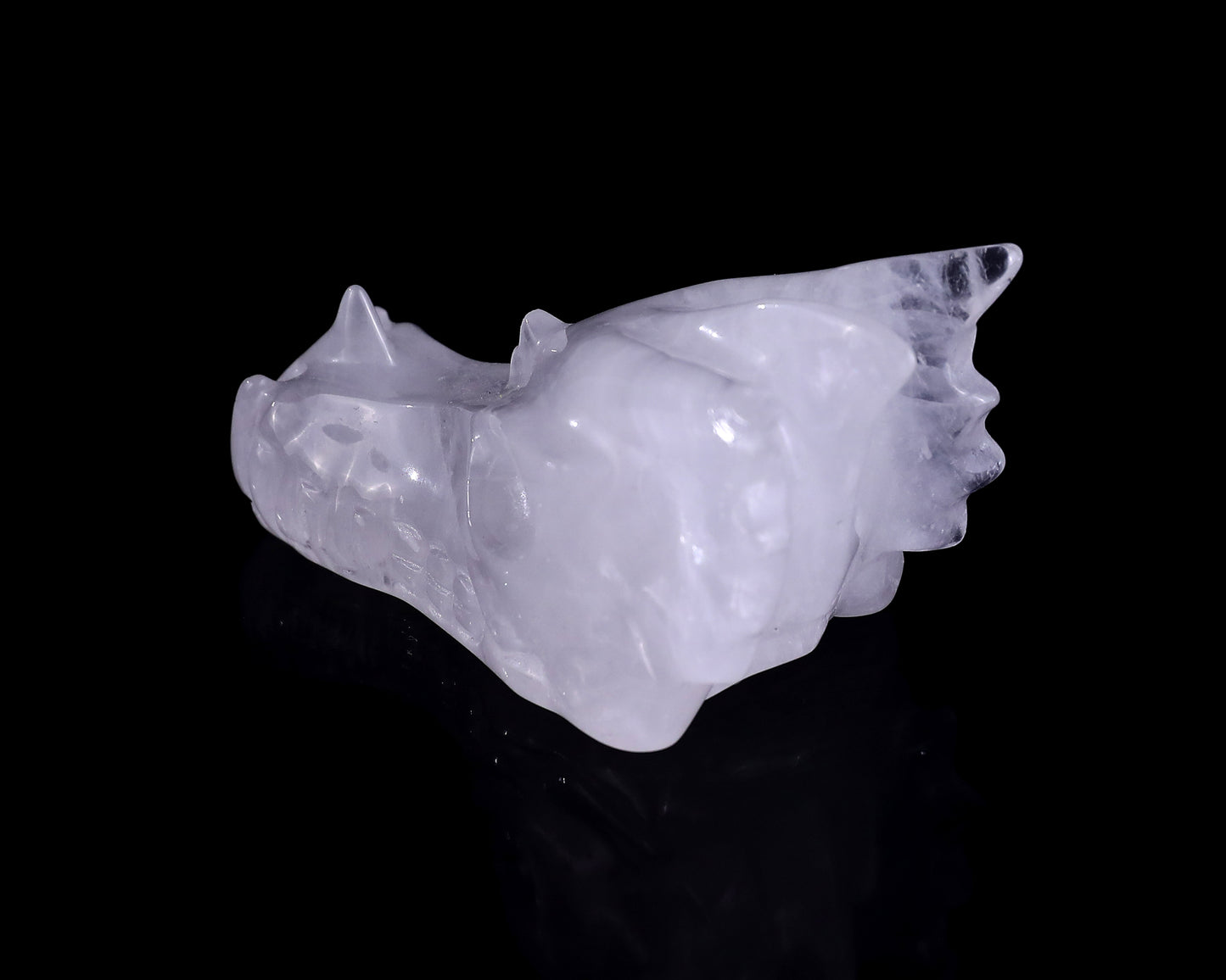 3.1" Angolan Quartz Hand Carved Crystal Dragon Skull Sculpture