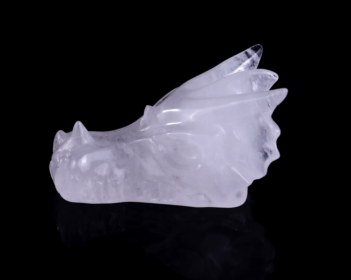 3.1" Angolan Quartz Hand Carved Crystal Dragon Skull Sculpture