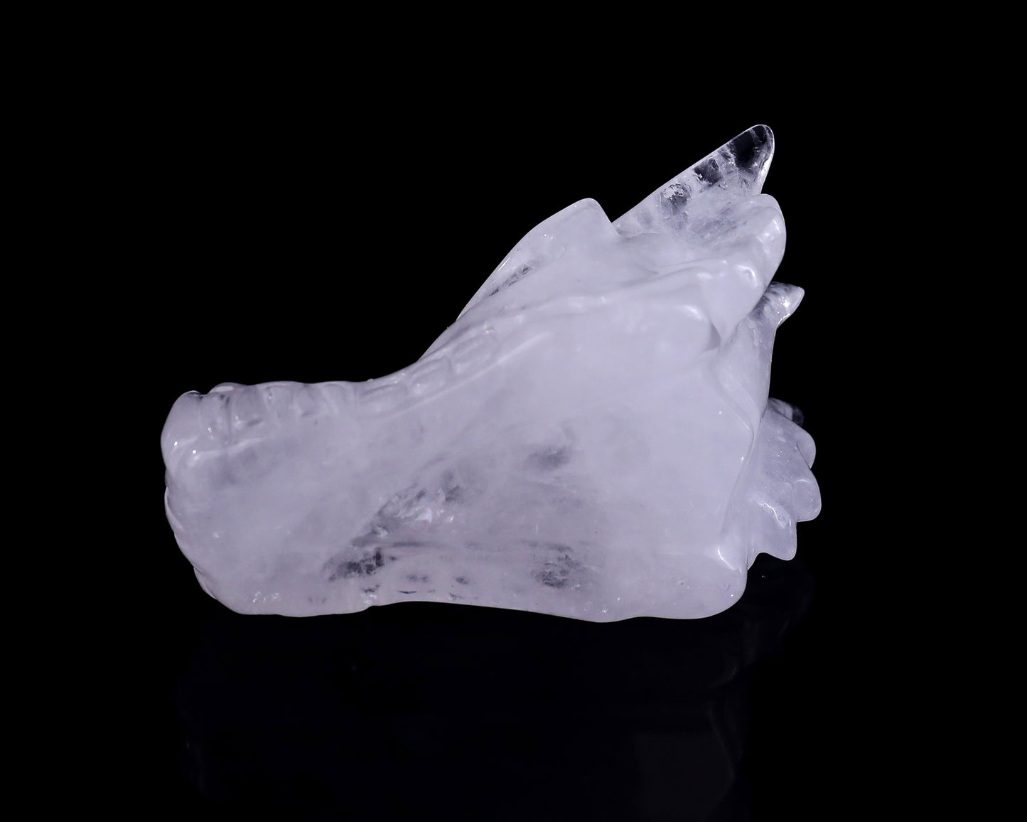 3.1" Angolan Quartz Hand Carved Crystal Dragon Skull Sculpture