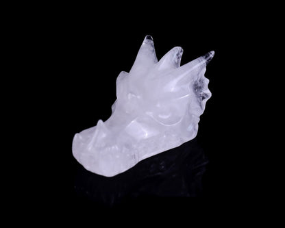 3.1" Angolan Quartz Hand Carved Crystal Dragon Skull Sculpture