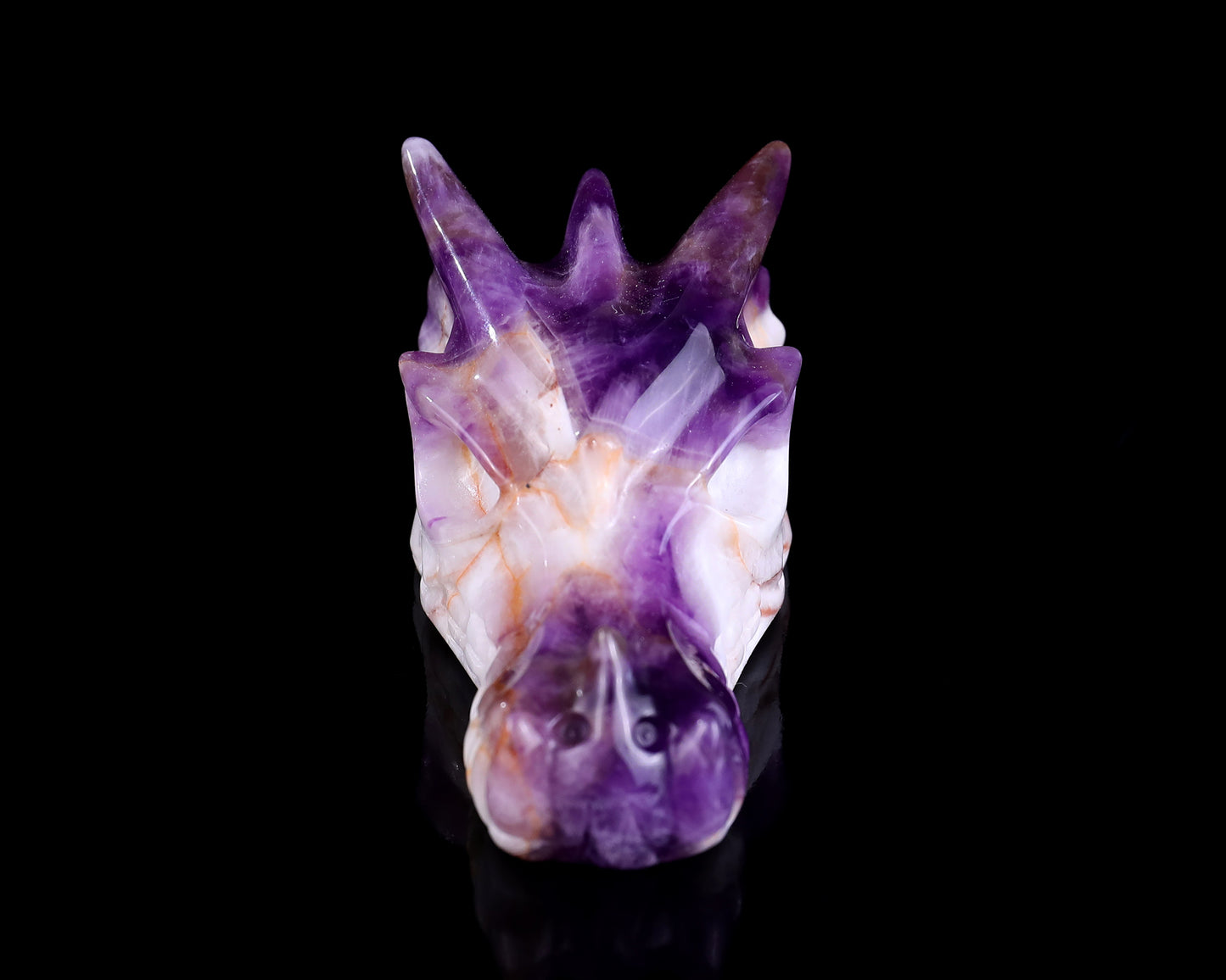 3.1" Dream Amethyst Hand Carved Crystal Dragon Skull Sculpture