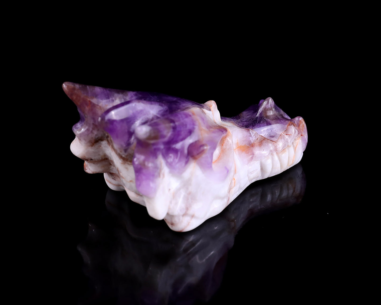 3.1" Dream Amethyst Hand Carved Crystal Dragon Skull Sculpture