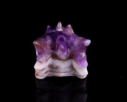 3.1" Dream Amethyst Hand Carved Crystal Dragon Skull Sculpture