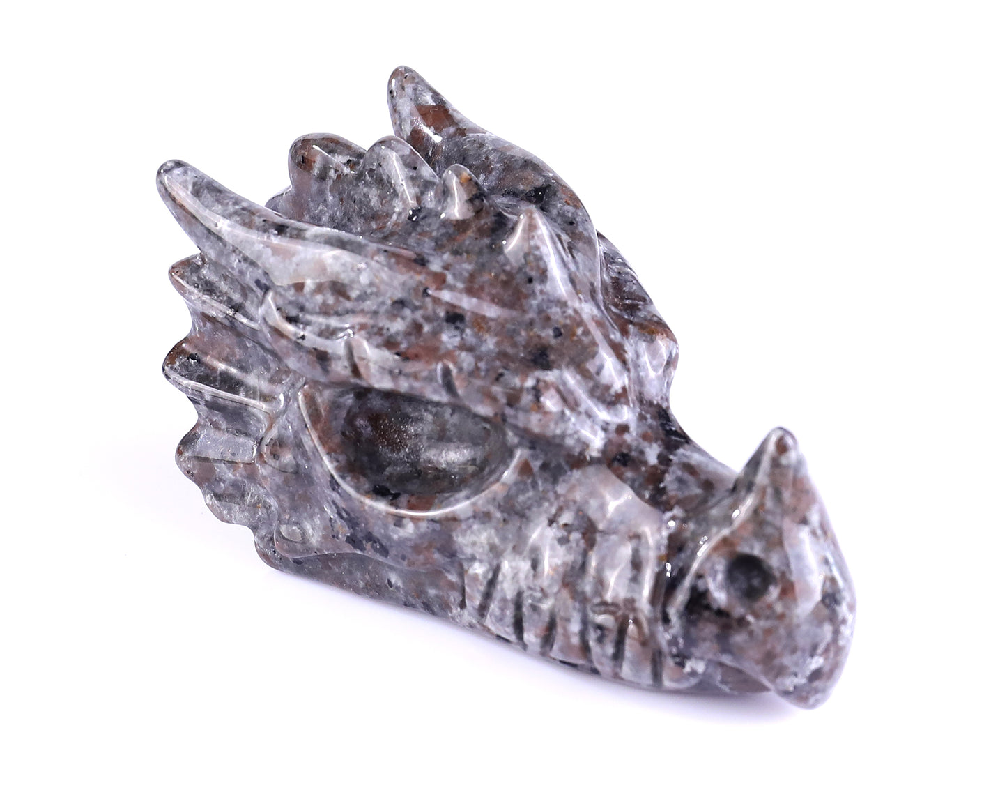 3.1" Yooperlite Hand Carved Crystal Dragon Skull Sculpture