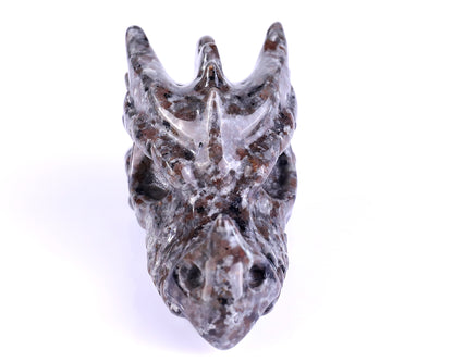 3.1" Yooperlite Hand Carved Crystal Dragon Skull Sculpture