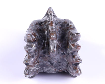 3.1" Yooperlite Hand Carved Crystal Dragon Skull Sculpture