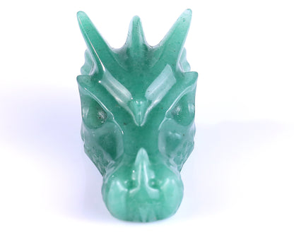 1.7" Green Aventurine Hand Carved Crystal Dragon Skull Sculpture