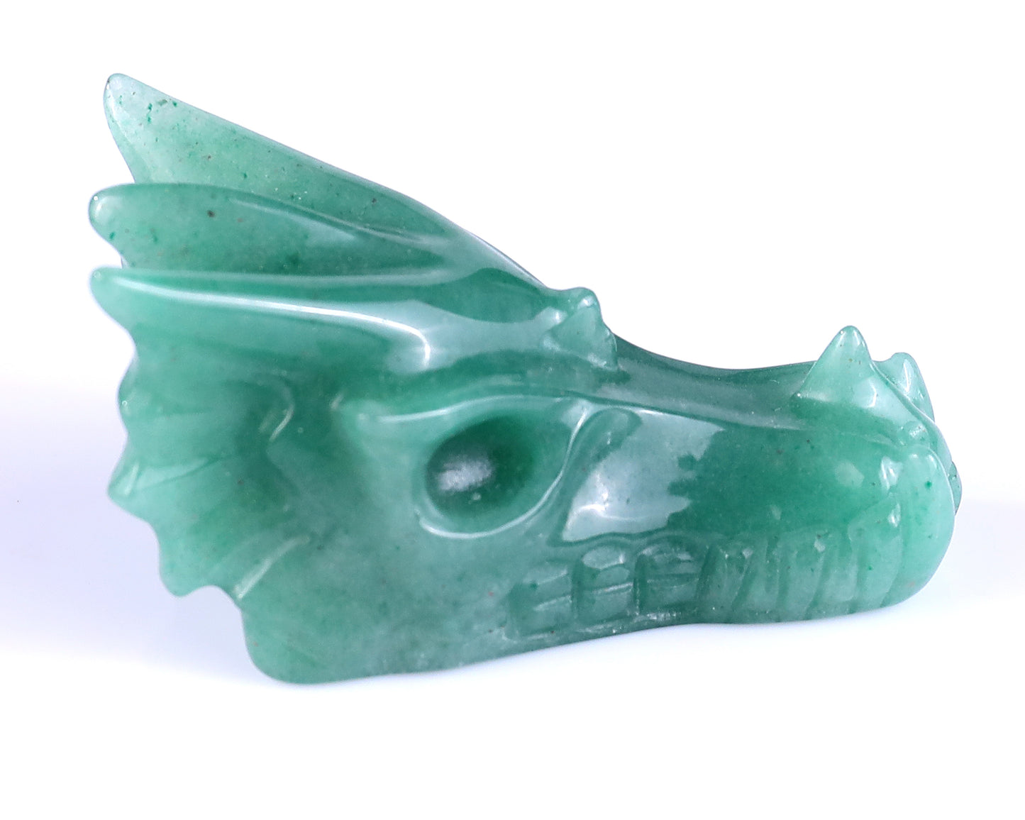 1.7" Green Aventurine Hand Carved Crystal Dragon Skull Sculpture