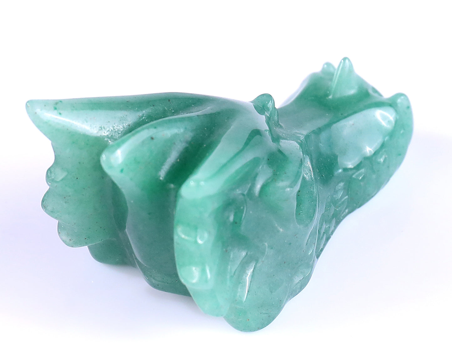 1.7" Green Aventurine Hand Carved Crystal Dragon Skull Sculpture