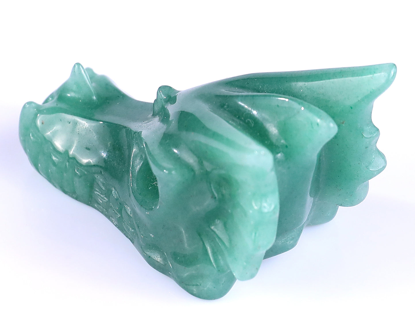 1.7" Green Aventurine Hand Carved Crystal Dragon Skull Sculpture