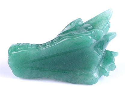 1.7" Green Aventurine Hand Carved Crystal Dragon Skull Sculpture