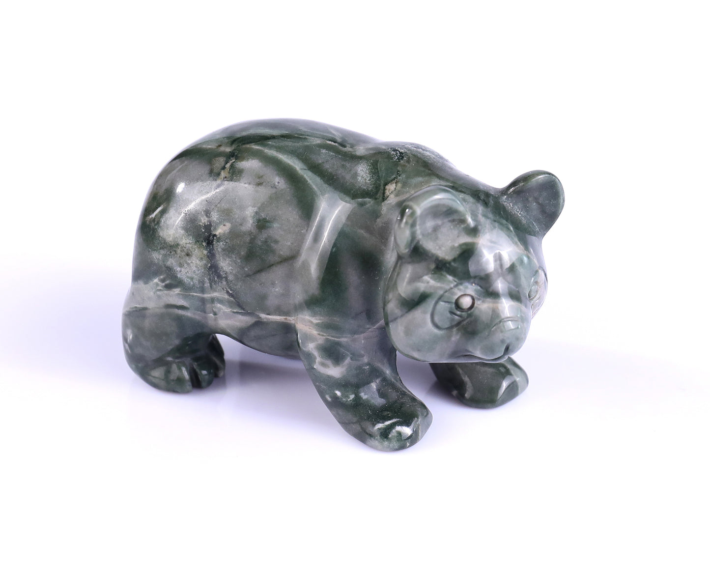 3.0" Jiulong Jade Hand Carved Crystal Panda Sculpture