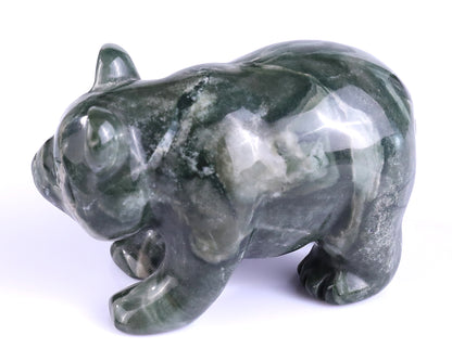 3.0" Jiulong Jade Hand Carved Crystal Panda Sculpture