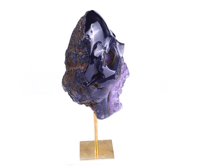 Unique 7.7" Amethyst Geode Agate Hand Carved Crystal Skull Sculpture