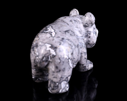 3.0" Map Jasper Hand Carved Crystal Panda Sculpture