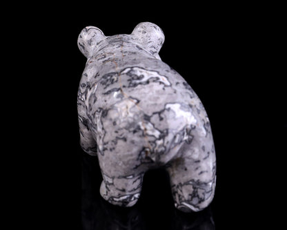 3.0" Map Jasper Hand Carved Crystal Panda Sculpture