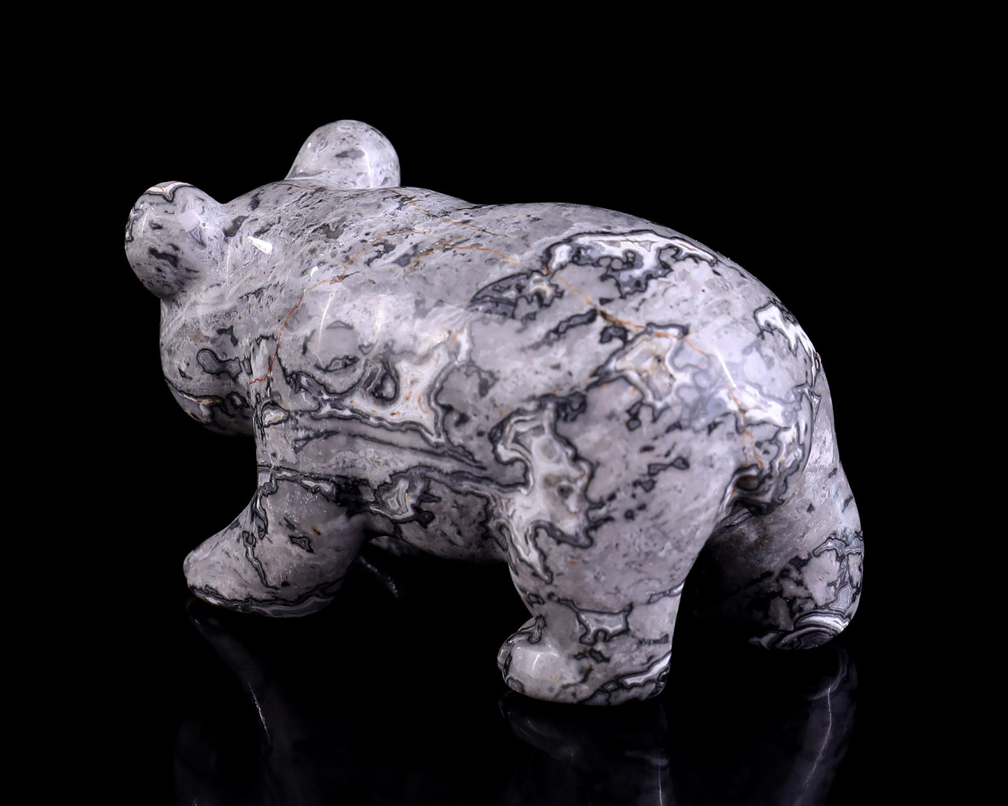 3.0" Map Jasper Hand Carved Crystal Panda Sculpture