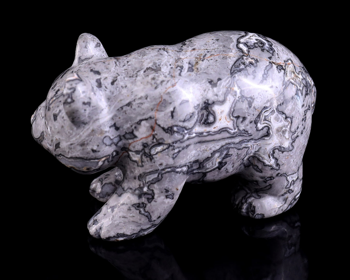 3.0" Map Jasper Hand Carved Crystal Panda Sculpture