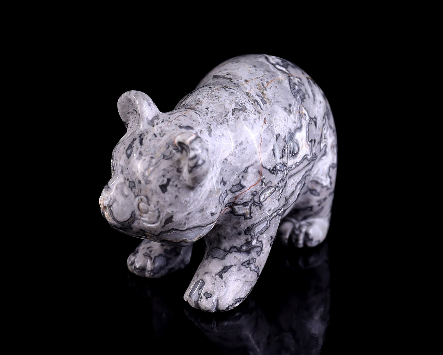 3.0" Map Jasper Hand Carved Crystal Panda Sculpture