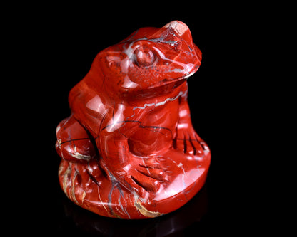 2.0" Red Jasper Hand Carved Crystal Frog Sculpture