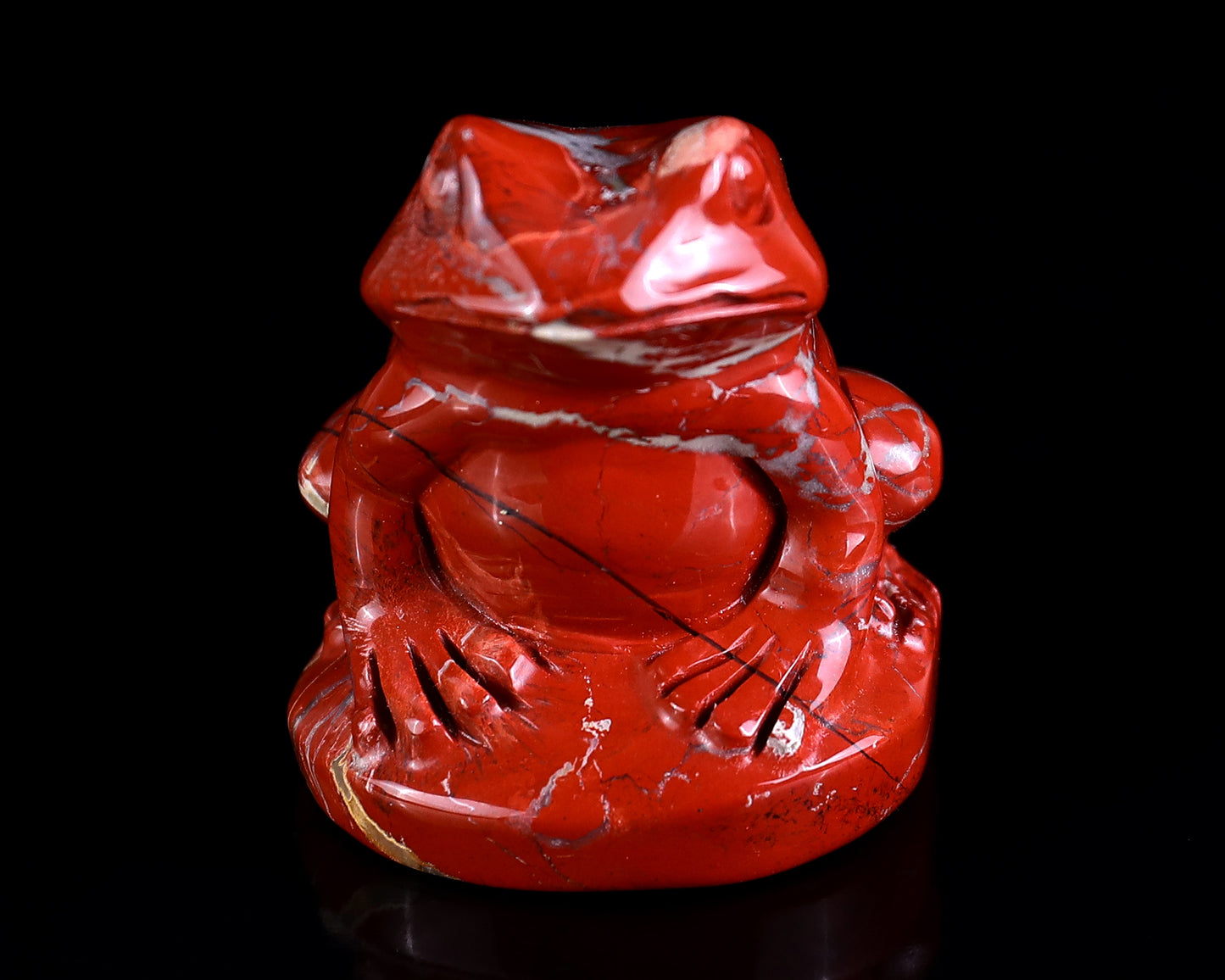 2.0" Red Jasper Hand Carved Crystal Frog Sculpture