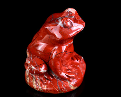 2.0" Red Jasper Hand Carved Crystal Frog Sculpture