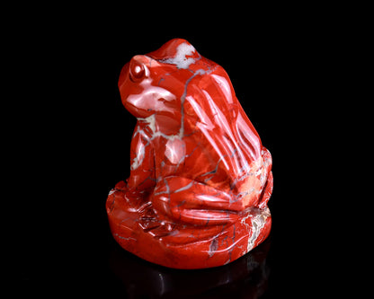 2.0" Red Jasper Hand Carved Crystal Frog Sculpture