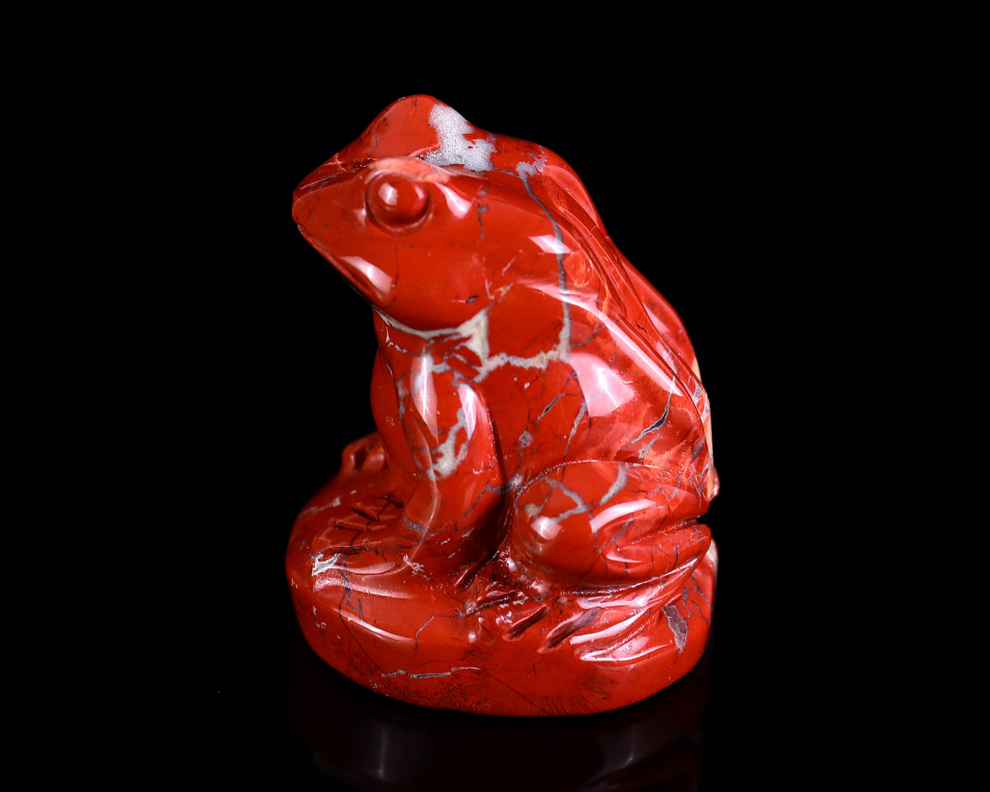 2.0" Red Jasper Hand Carved Crystal Frog Sculpture