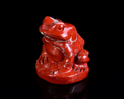 2.0" Red Jasper Hand Carved Crystal Frog Sculpture