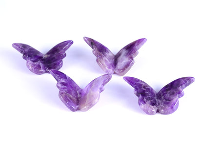 Natural Dream Amethyst Hand Carved Crystal Butterfly Set (4pcs)