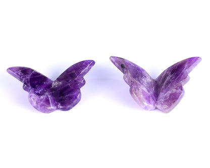 Natural Dream Amethyst Hand Carved Crystal Butterfly Set (4pcs)