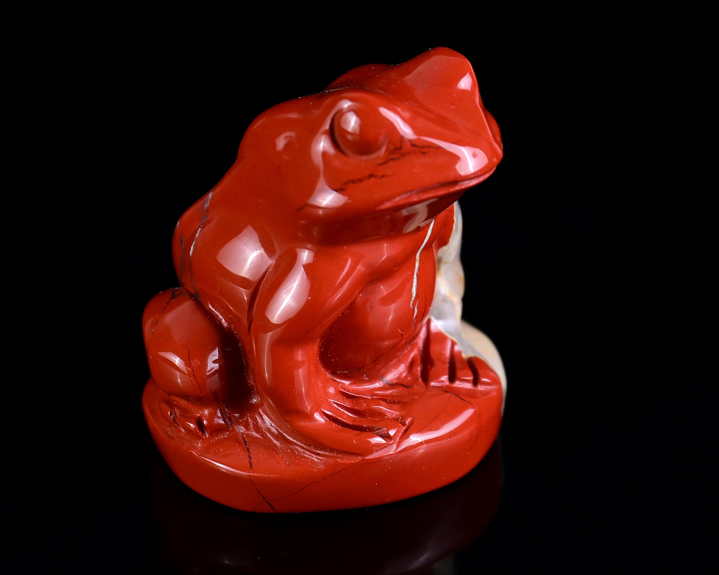 2.0" Red Jasper Hand Carved Crystal Frog Sculpture