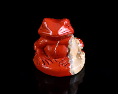 2.0" Red Jasper Hand Carved Crystal Frog Sculpture