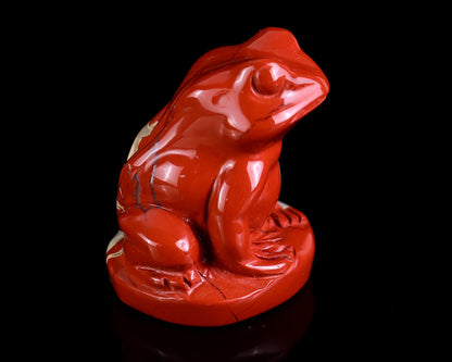 2.0" Red Jasper Hand Carved Crystal Frog Sculpture