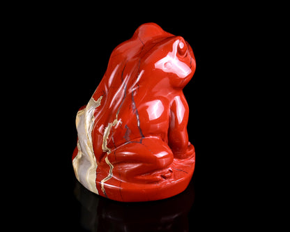 2.0" Red Jasper Hand Carved Crystal Frog Sculpture