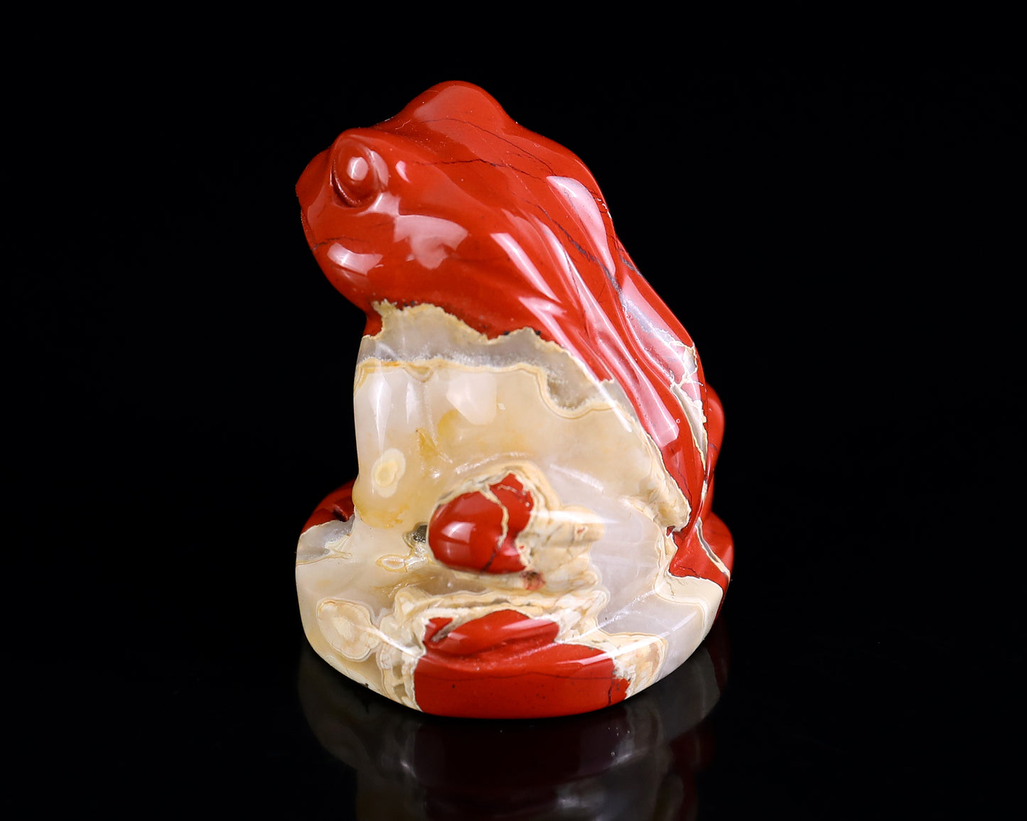 2.0" Red Jasper Hand Carved Crystal Frog Sculpture