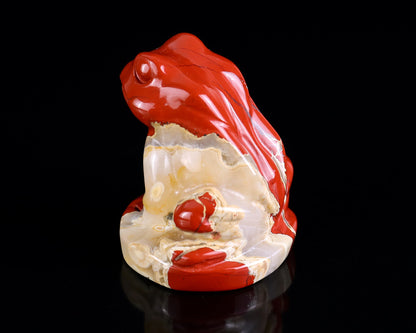 2.0" Red Jasper Hand Carved Crystal Frog Sculpture